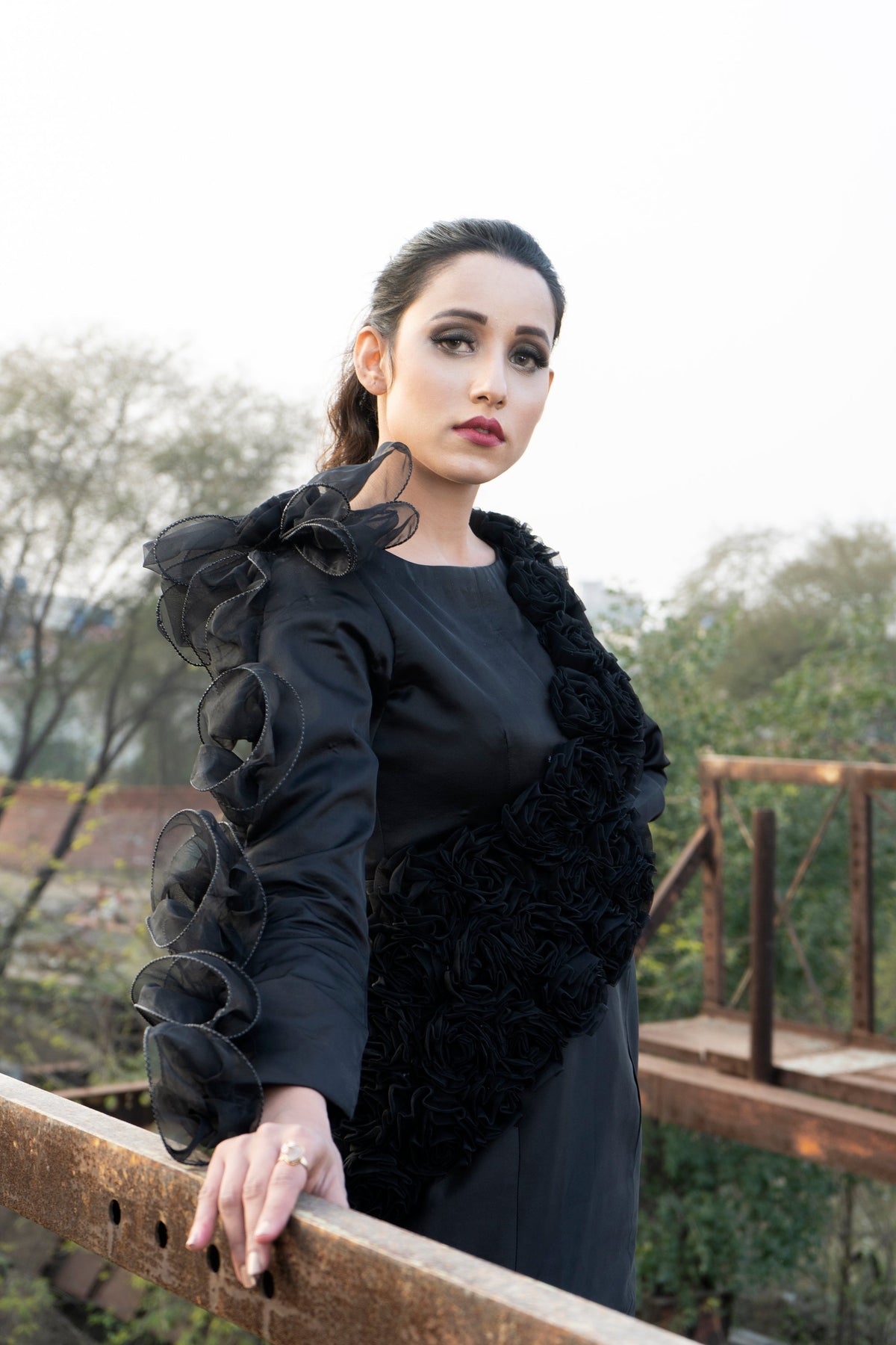 Syah - Smoked Pattern Maxi - Silk - Black - 1 Piece