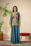 Shamaeel - Emerald Mist Viscose Silk Suit For Women - Emerald Green & Teal  - 2 Piece