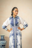 Shamaeel - Sapphire Breeze Viscose Silk Suit For Women - Blue & White - 2 Piece