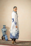 Shamaeel - Sapphire Breeze Viscose Silk Suit For Women - Blue & White - 2 Piece