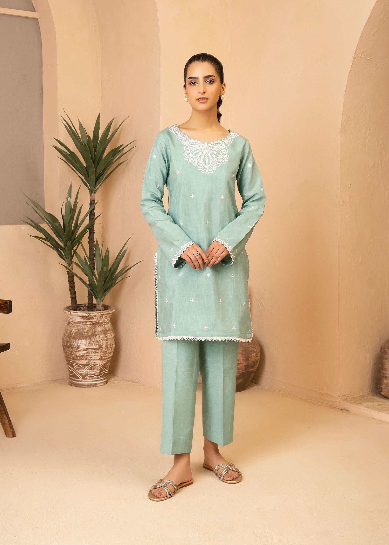 Allure by IH - CLARA - Aqua Blue - Raw Silk - 2 Piece