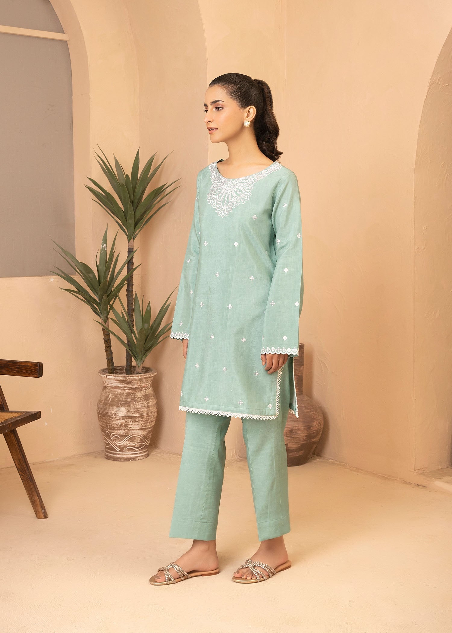 Allure by IH - CLARA - Aqua Blue - Raw Silk - 2 Piece