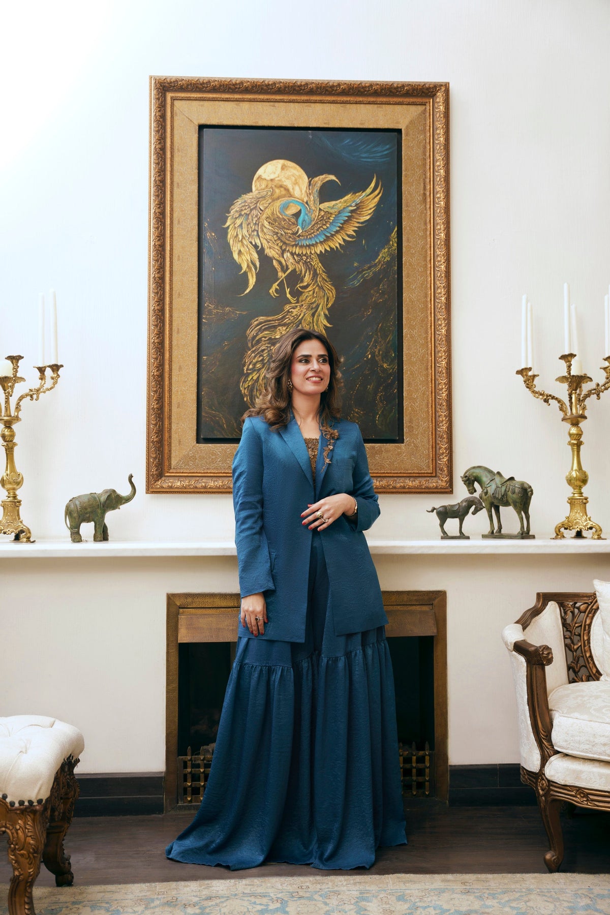 Nilofer Shahid - Maha Touleen Silk - Teal - 3 Piece