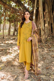Natasha Kamal - Olive Green Coord Set with Printed Shawl - 3 Pieces
