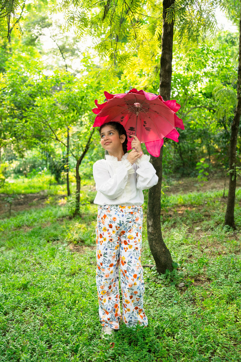 Hummingbirdspk - Floral Print cotton Chino Pants - 1 Piece