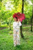 Hummingbirdspk - Floral Print cotton Chino Pants - 1 Piece
