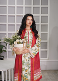 Aroshlay - Ruby Petal Printed Lawn Suit For Women - Cream - 3 Piece