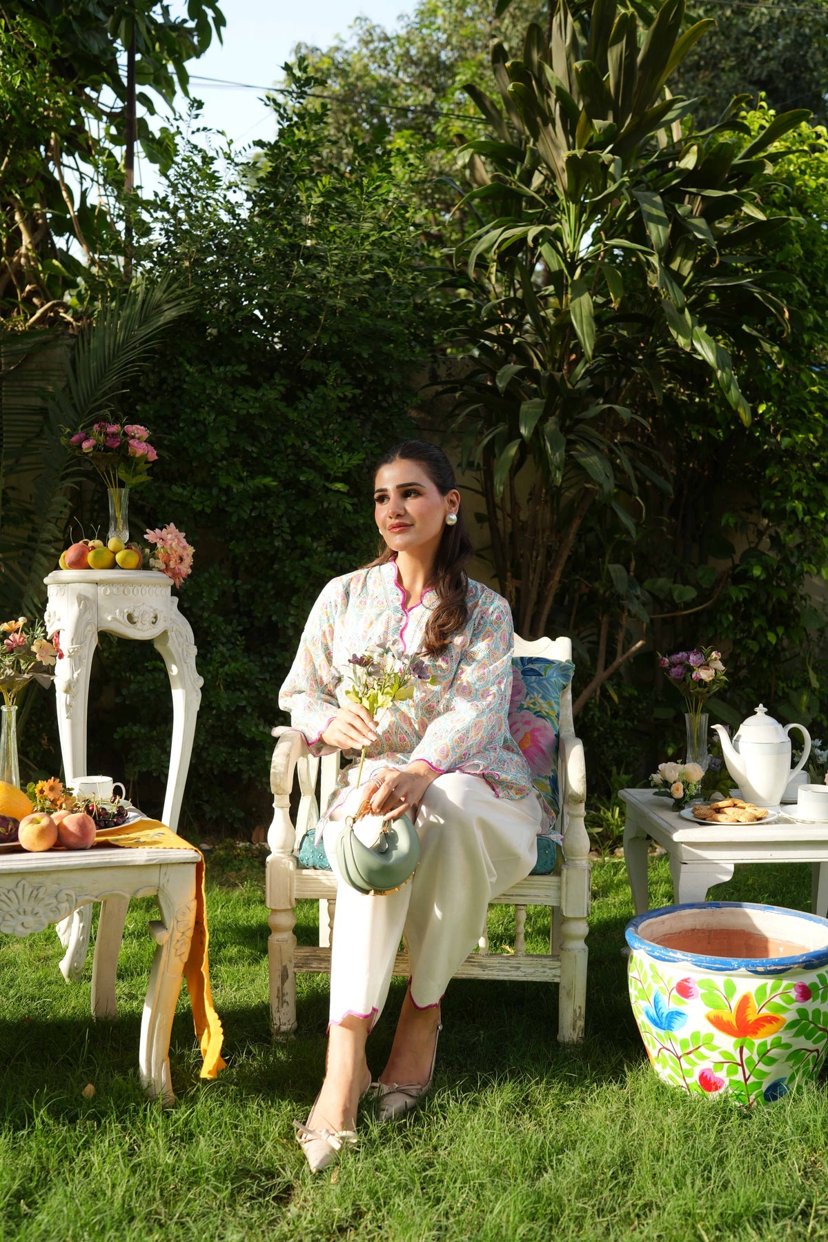 Ombrella - Floral Mosaic Lawn Suit For Women - 2 Piece