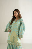 Shehrnaz - Medium Silk Seafoam Meadow Printed Suit For Women - Sea Green