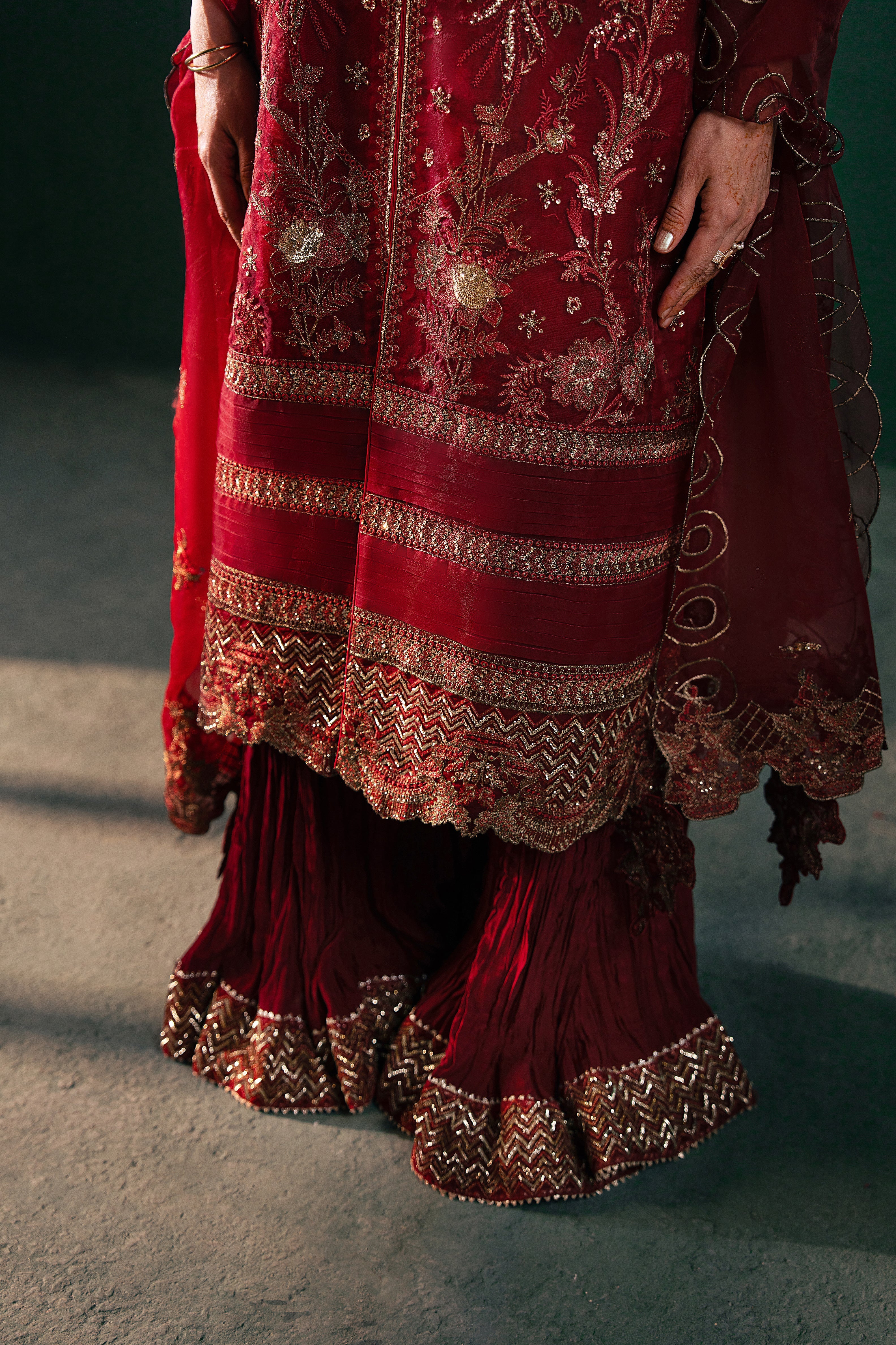 Malook - Serena - red - silk - 3 Piece
