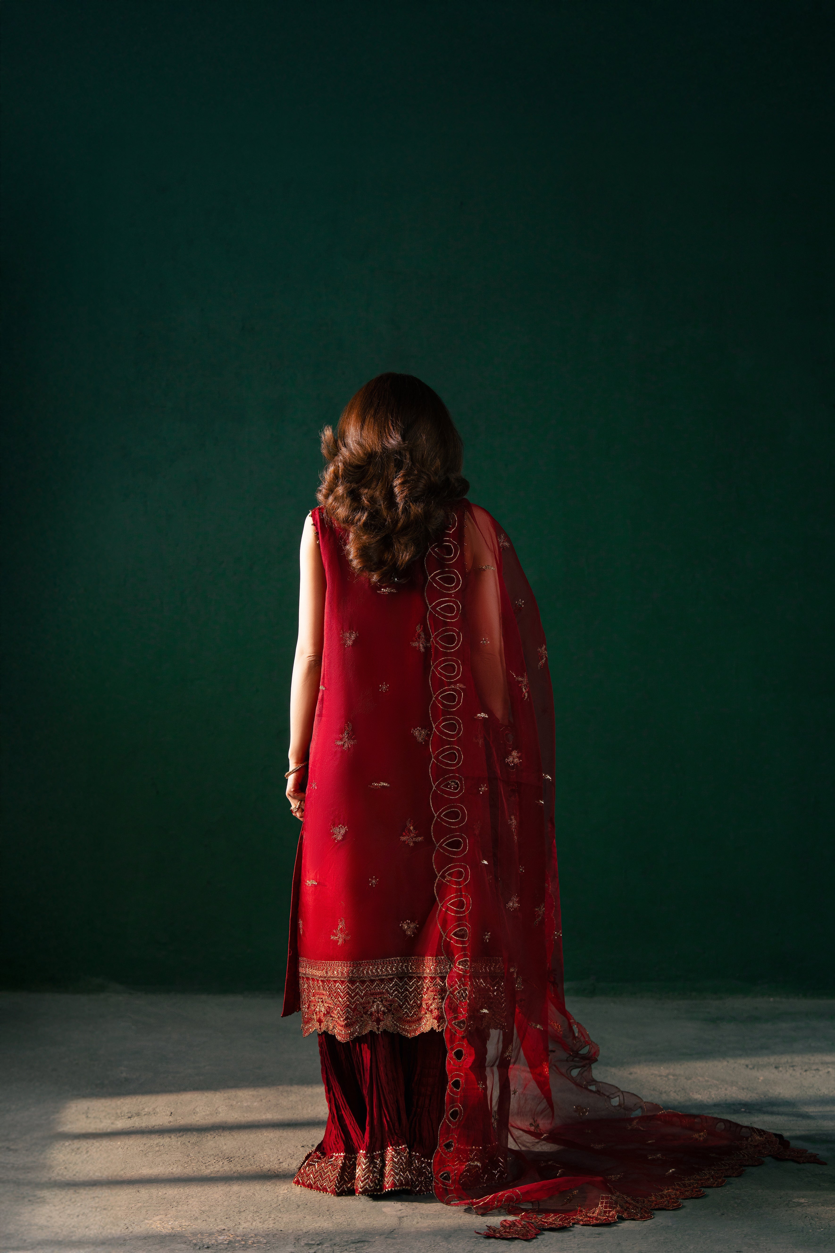 Malook - Serena - red - silk - 3 Piece