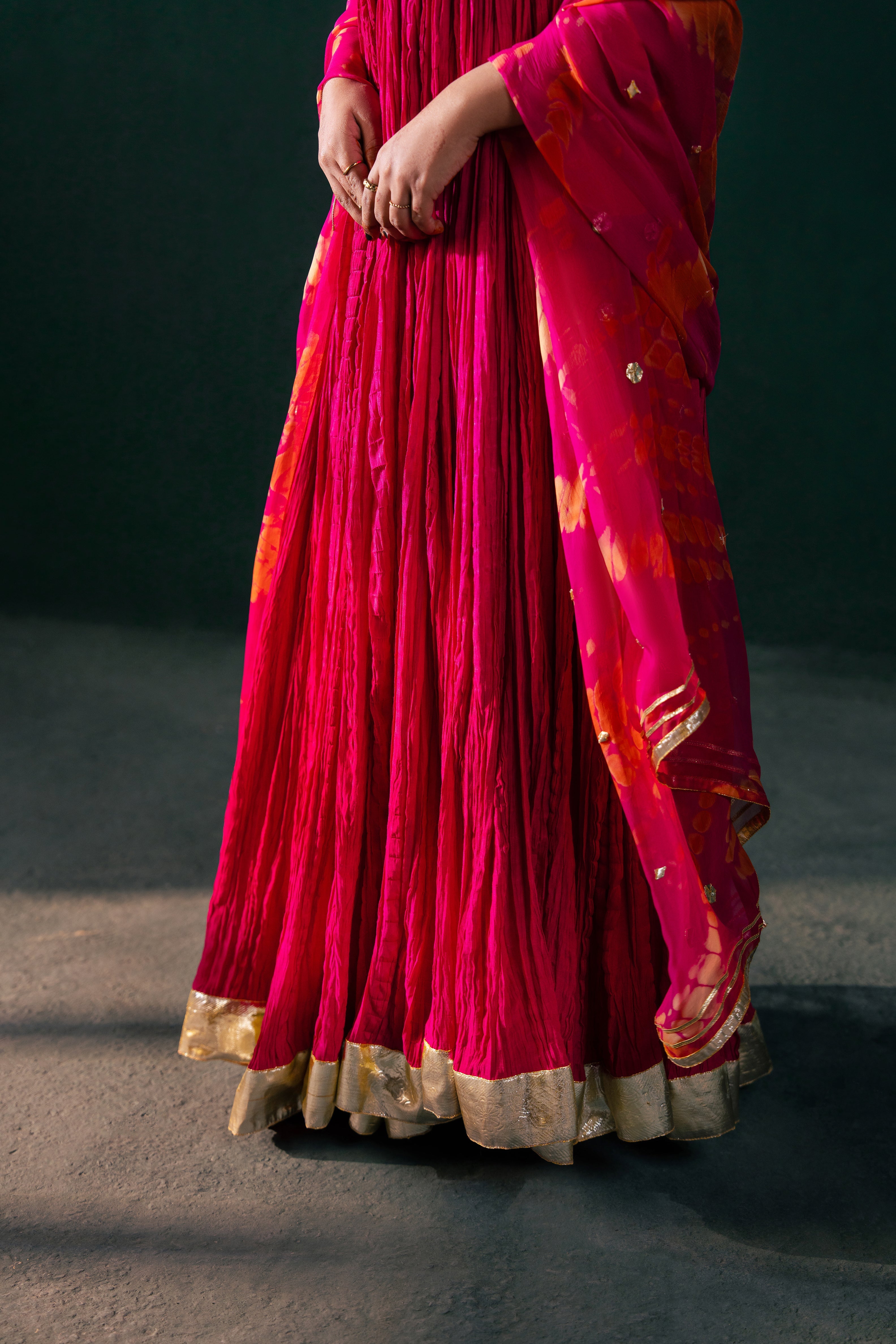 Malook - Jahanara - pink & red - silk - 2 Piece