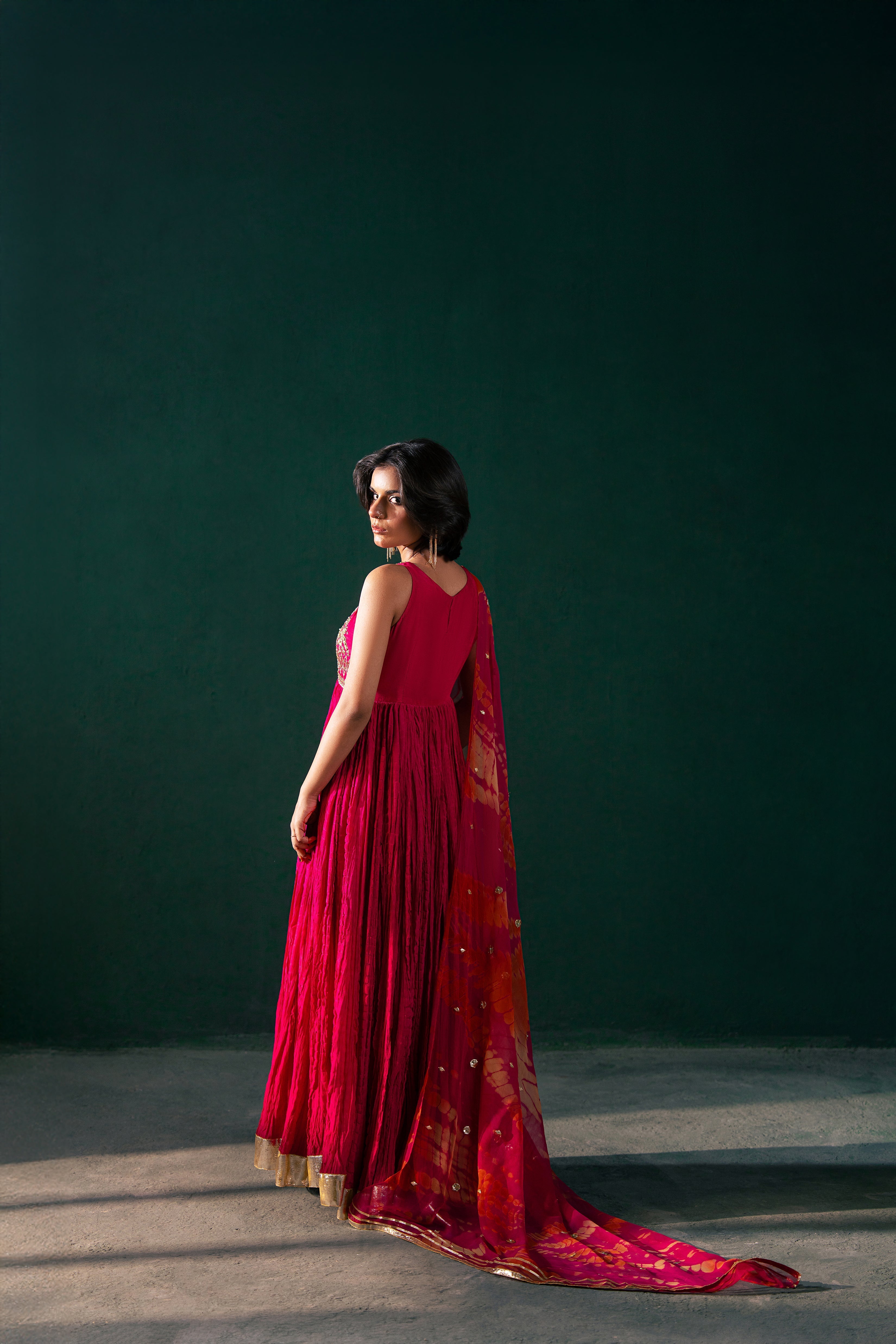 Malook - Jahanara - pink & red - silk - 2 Piece