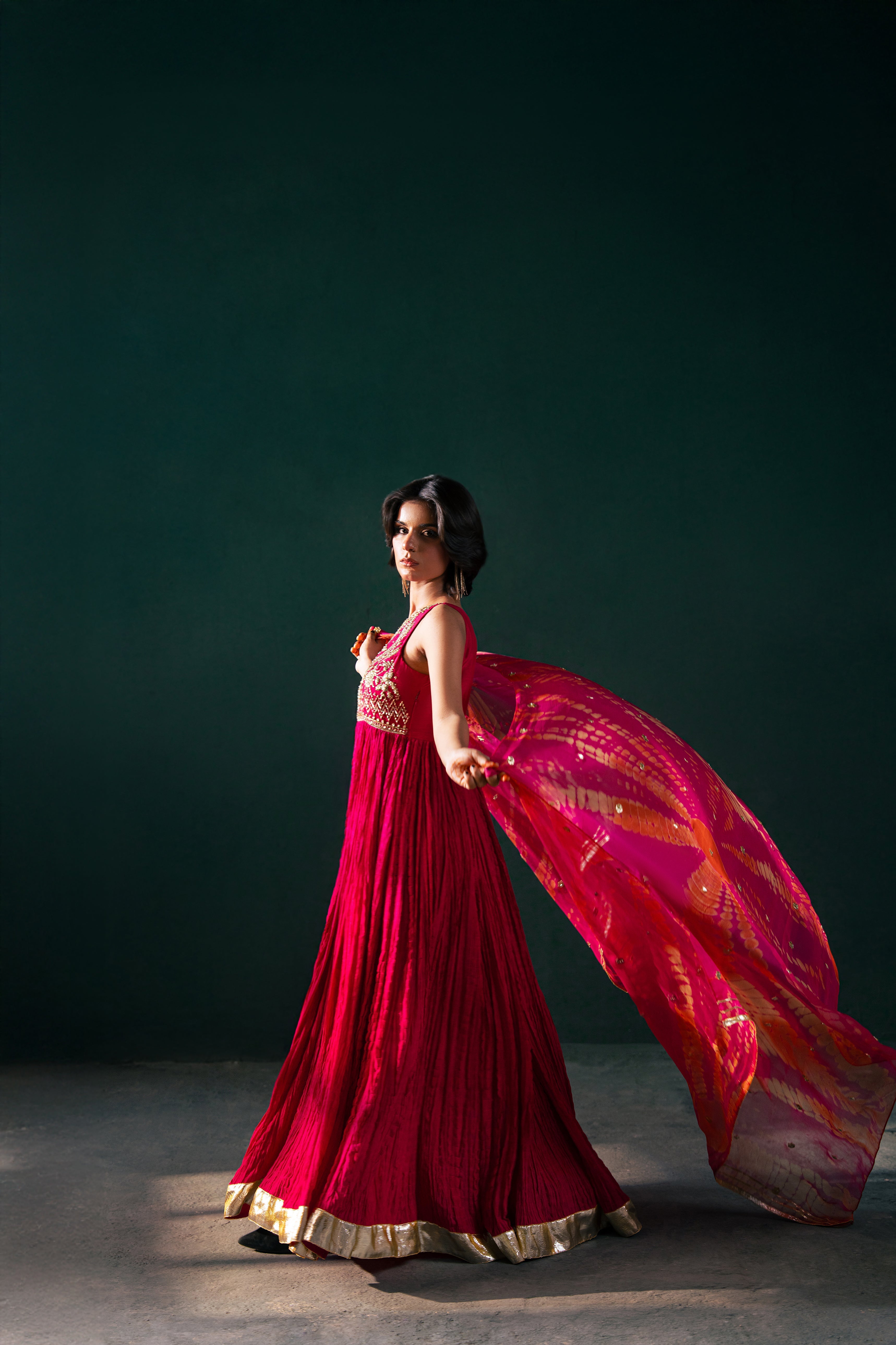 Malook - Jahanara - pink & red - silk - 2 Piece