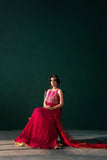 Malook - Jahanara - pink & red - silk - 2 Piece