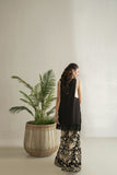 Shehrnaz - Georgette Viscose Midnight Botanica Co-Ord For Women - Black