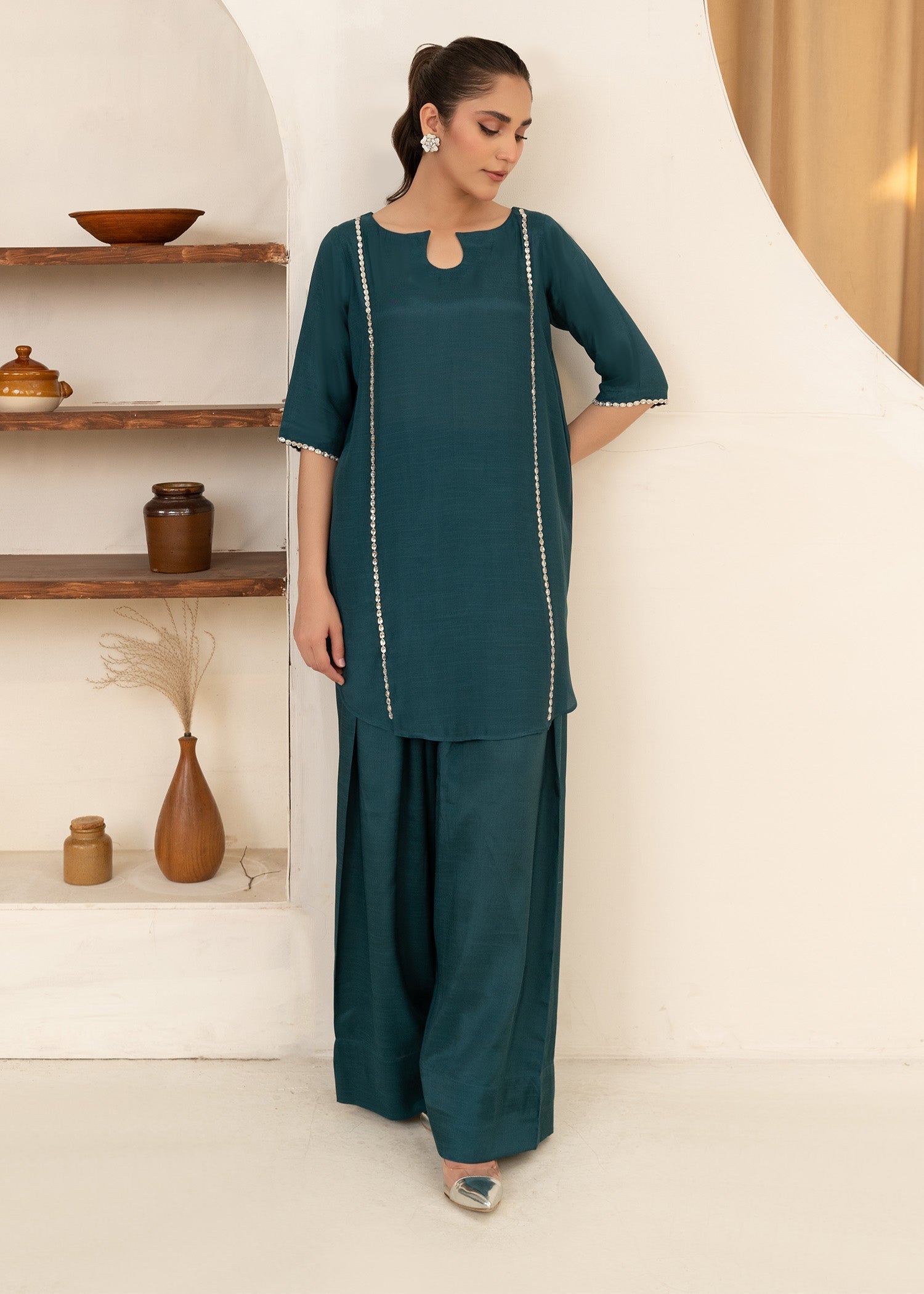 Allure by IH - AYZAL - Teal - Thai Silk - 2 Piece