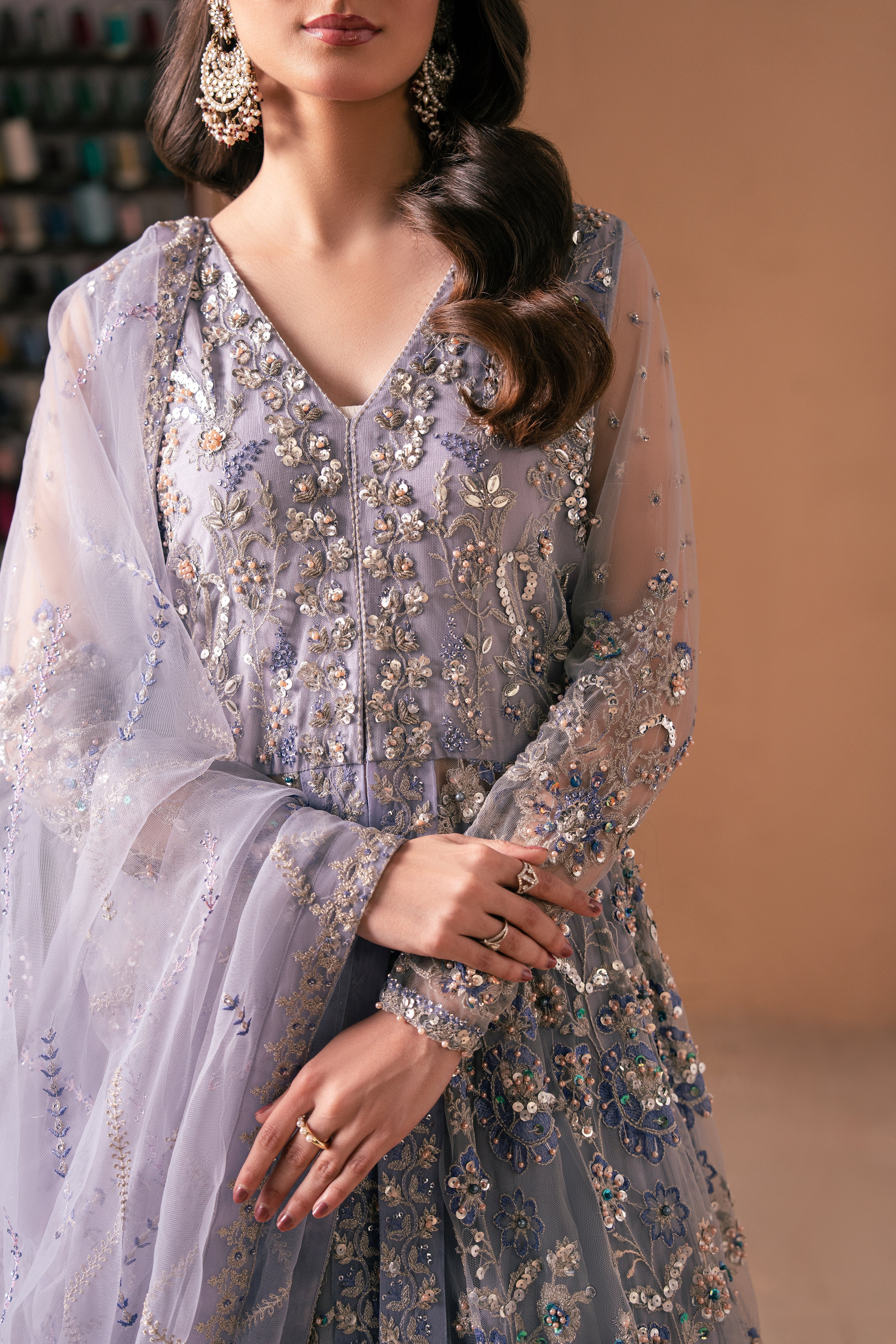 Malook - Gul - purple - silk - 3 Piece
