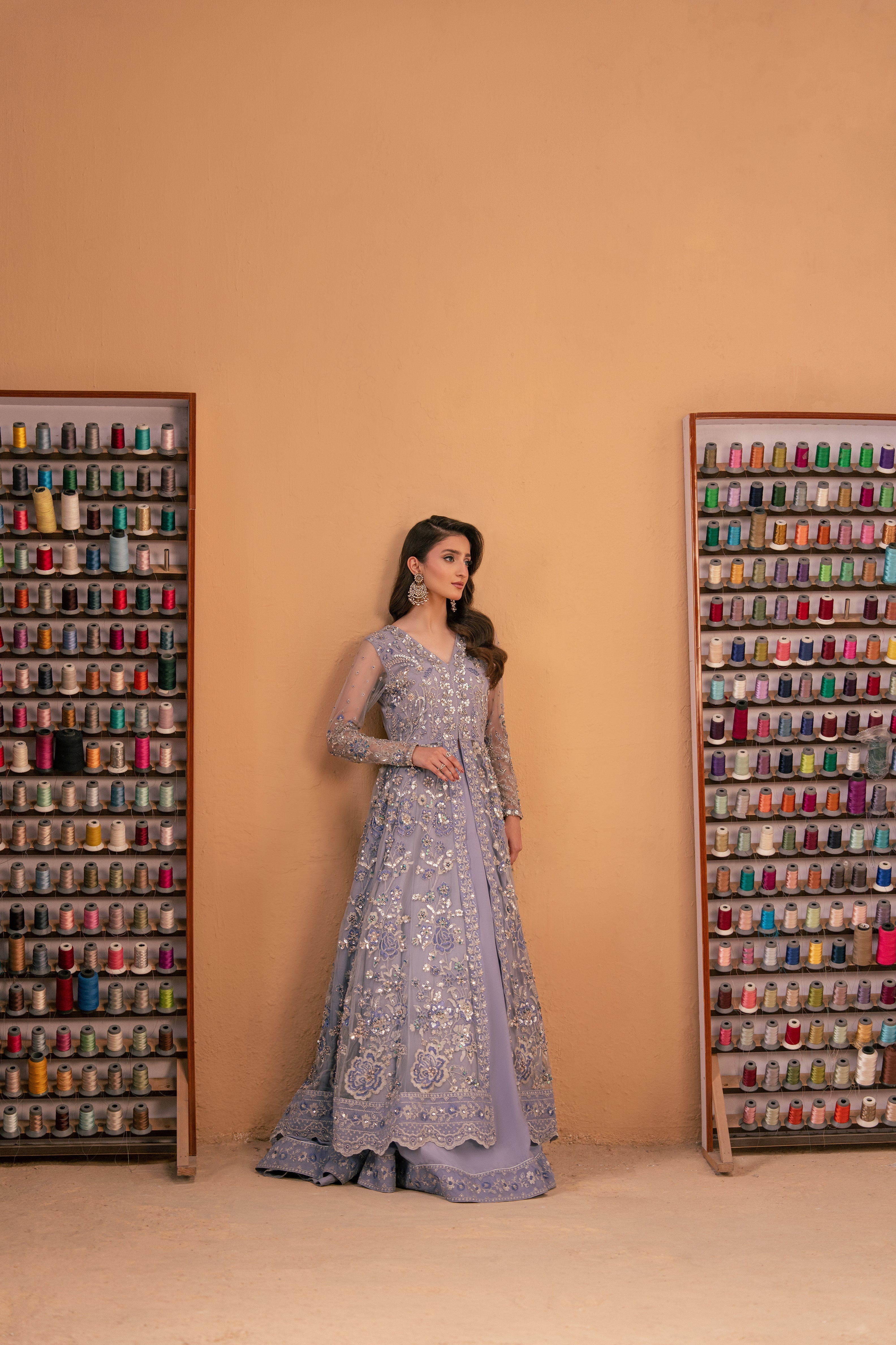 Malook - Gul - purple - silk - 3 Piece