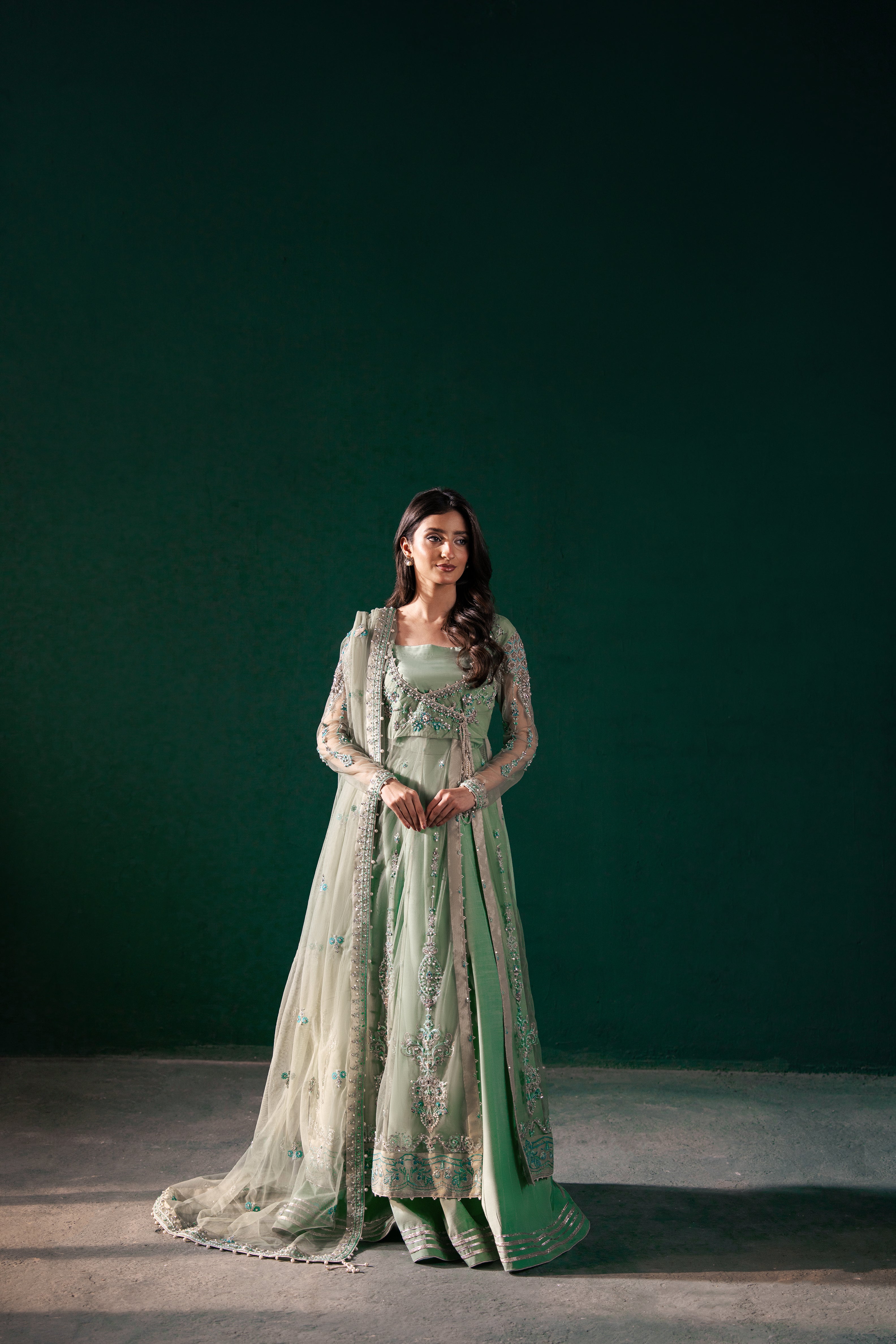 Malook - Feroza - green - silk - 3 Piece