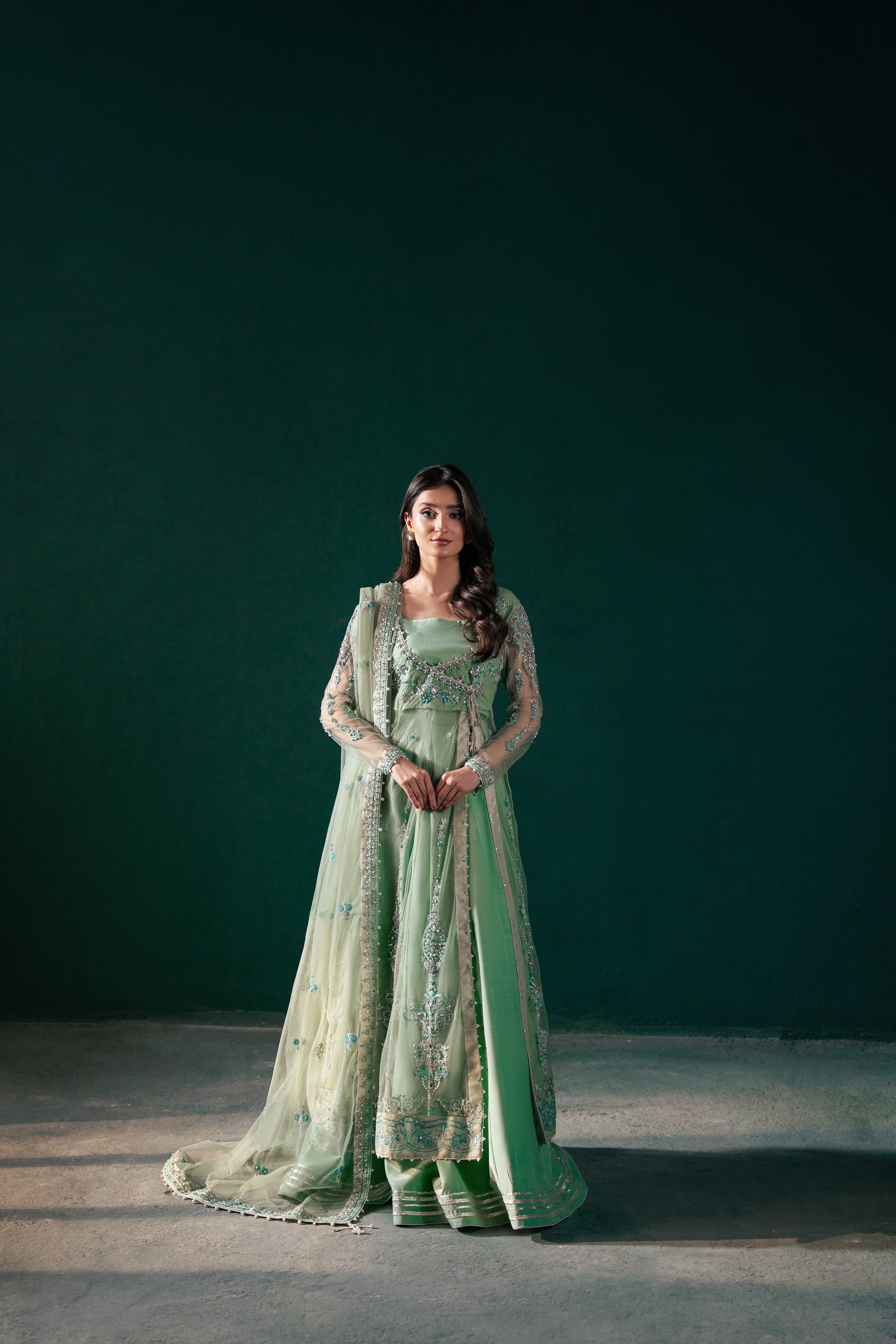 Malook - Feroza - green - silk - 3 Piece