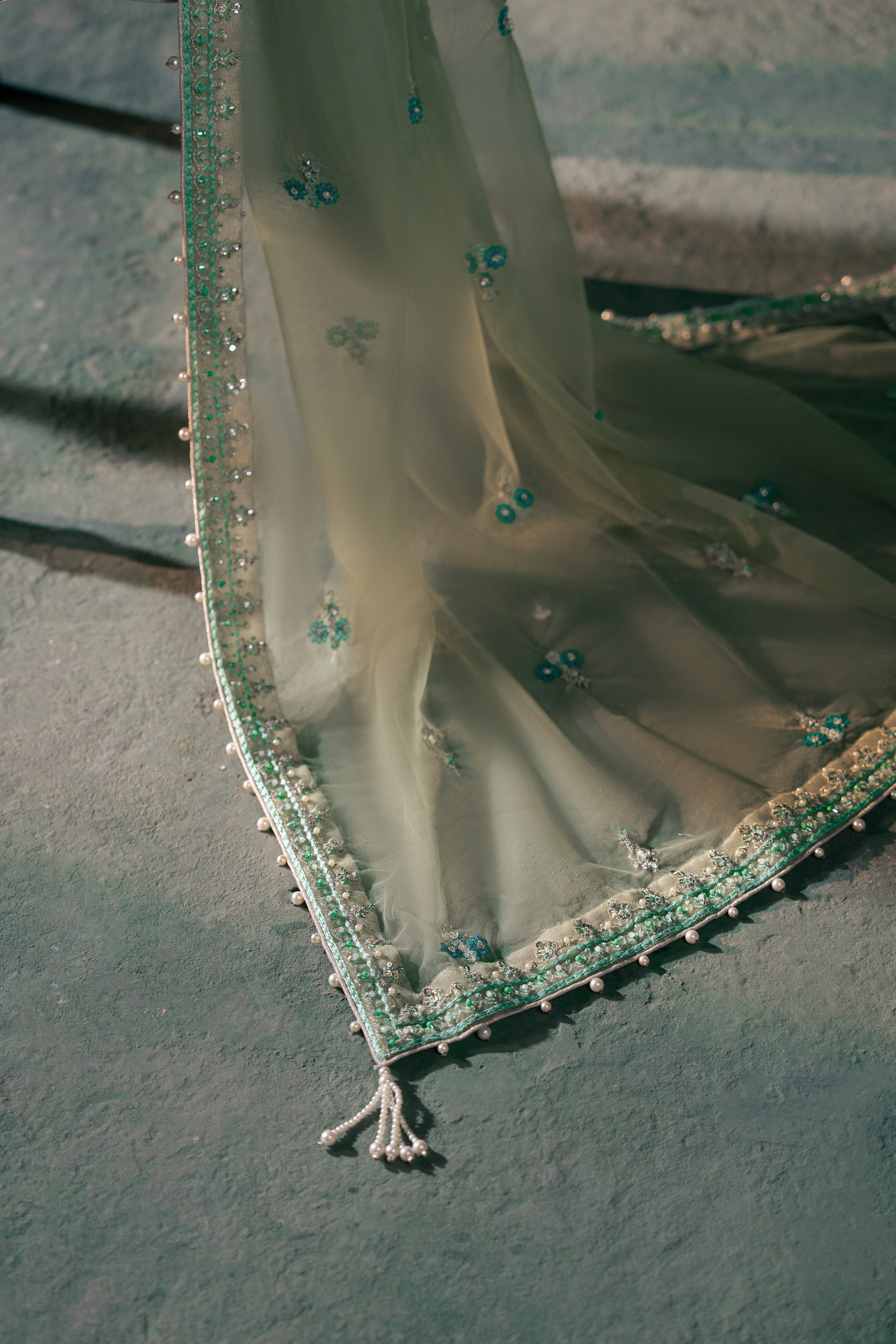 Malook - Feroza - green - silk - 3 Piece