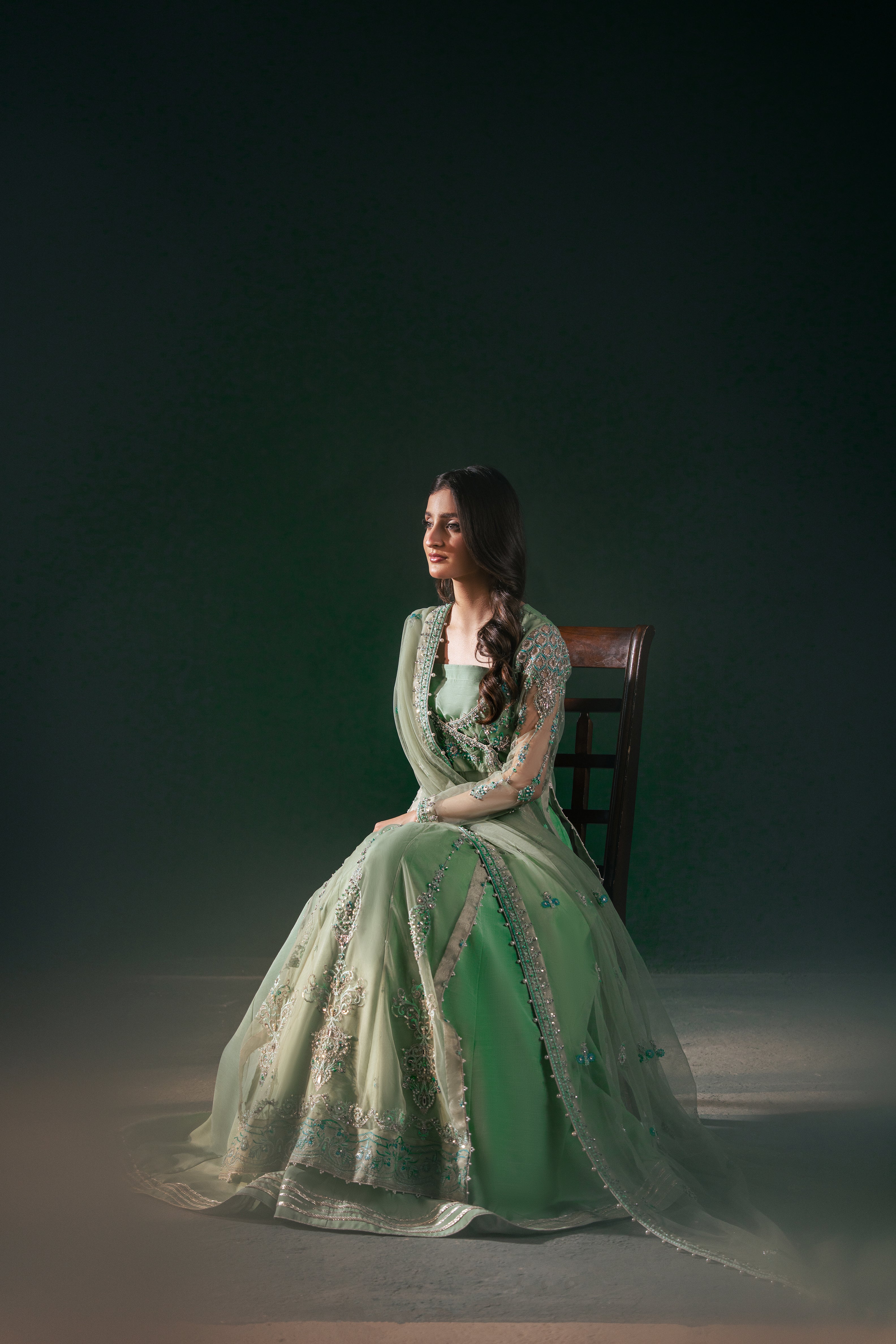 Malook - Feroza - green - silk - 3 Piece