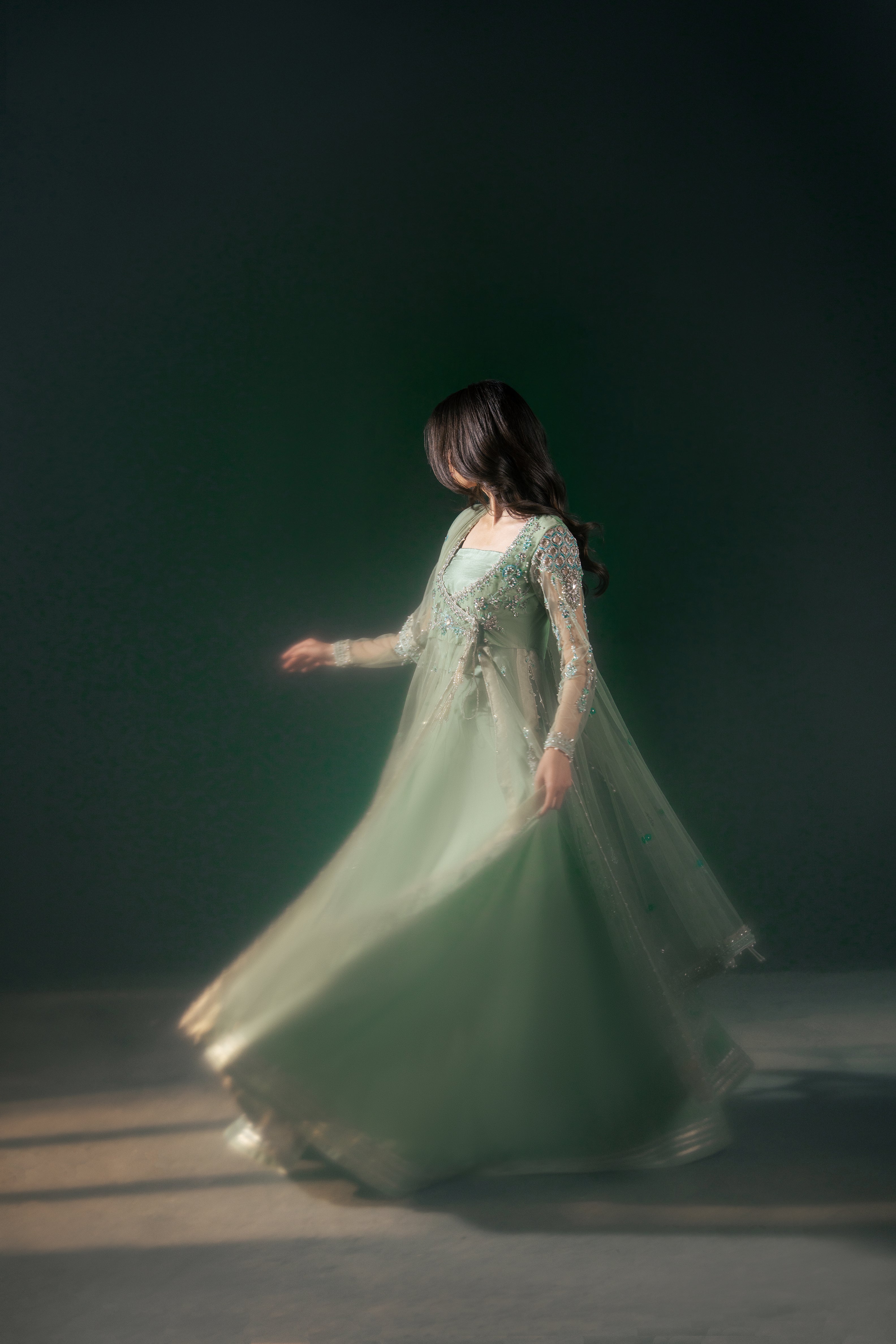 Malook - Feroza - green - silk - 3 Piece