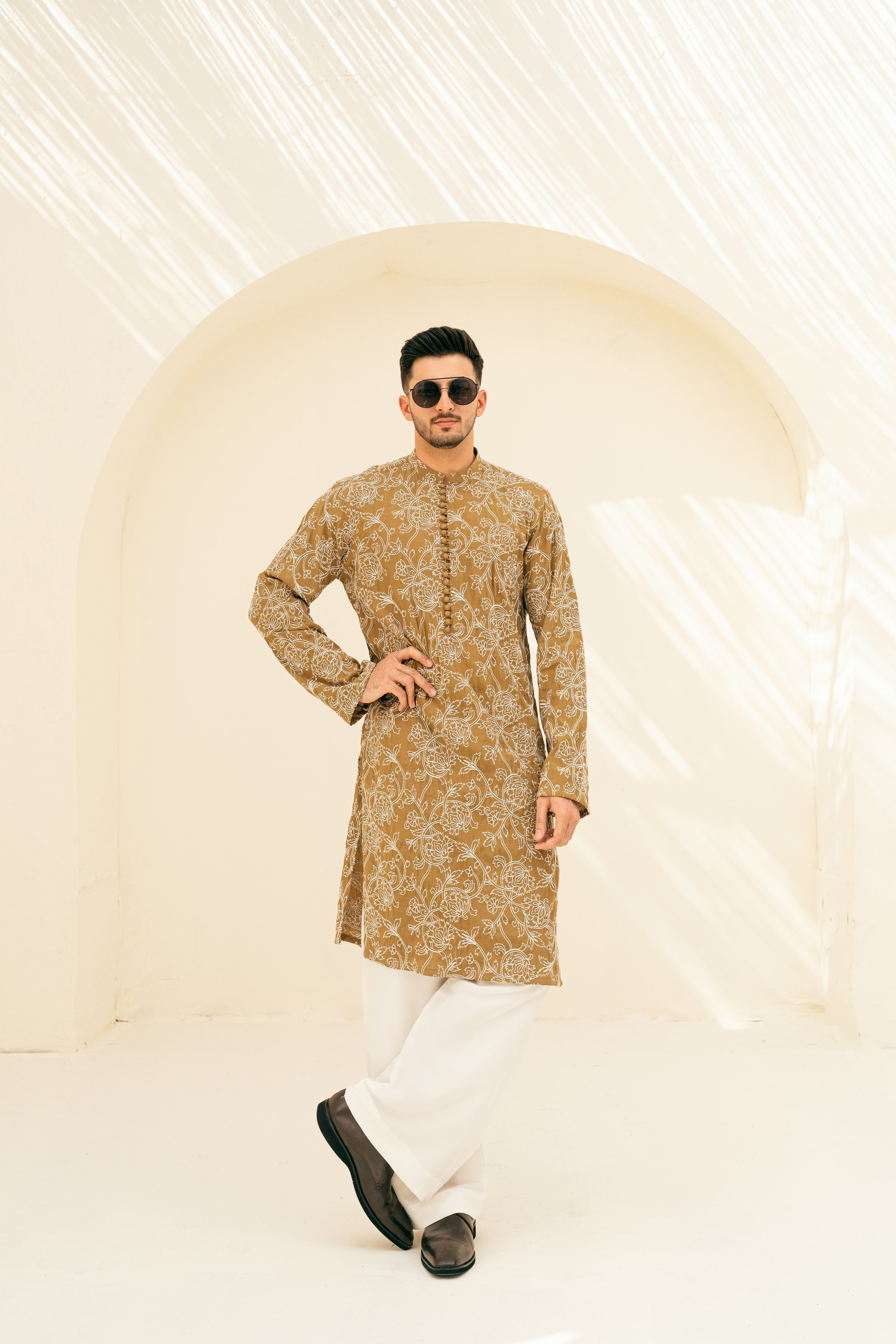 DEEPAK & FAHAD - Zayden - Gold & White - cotton-silk - 2 Piece