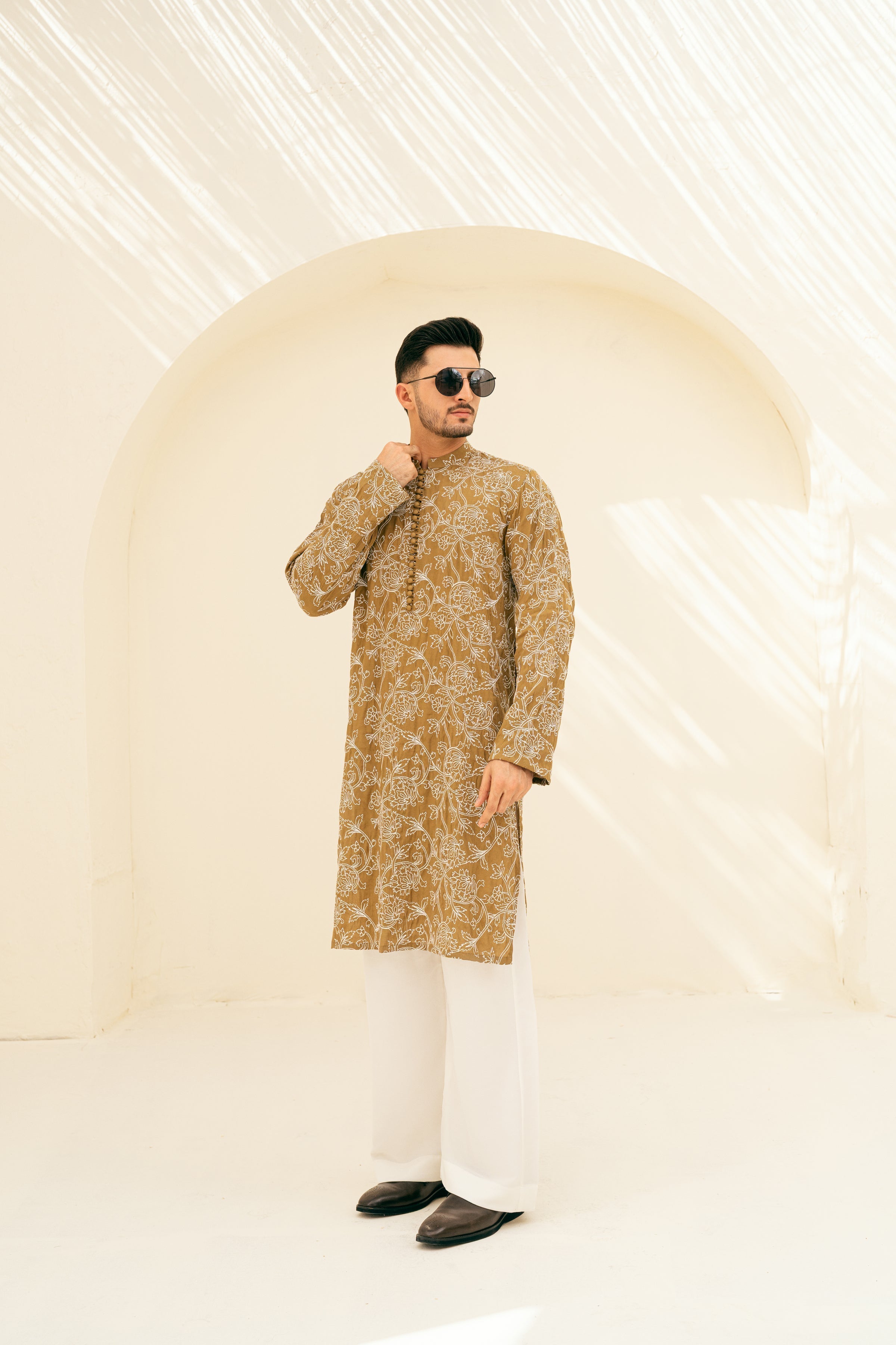 DEEPAK & FAHAD - Zayden - Gold & White - cotton-silk - 2 Piece