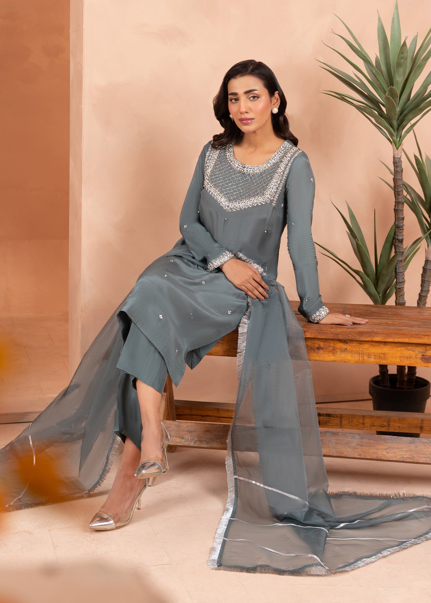 Allure by Ih - ESTELLE - Teal - Raw Silk - 3 Piece