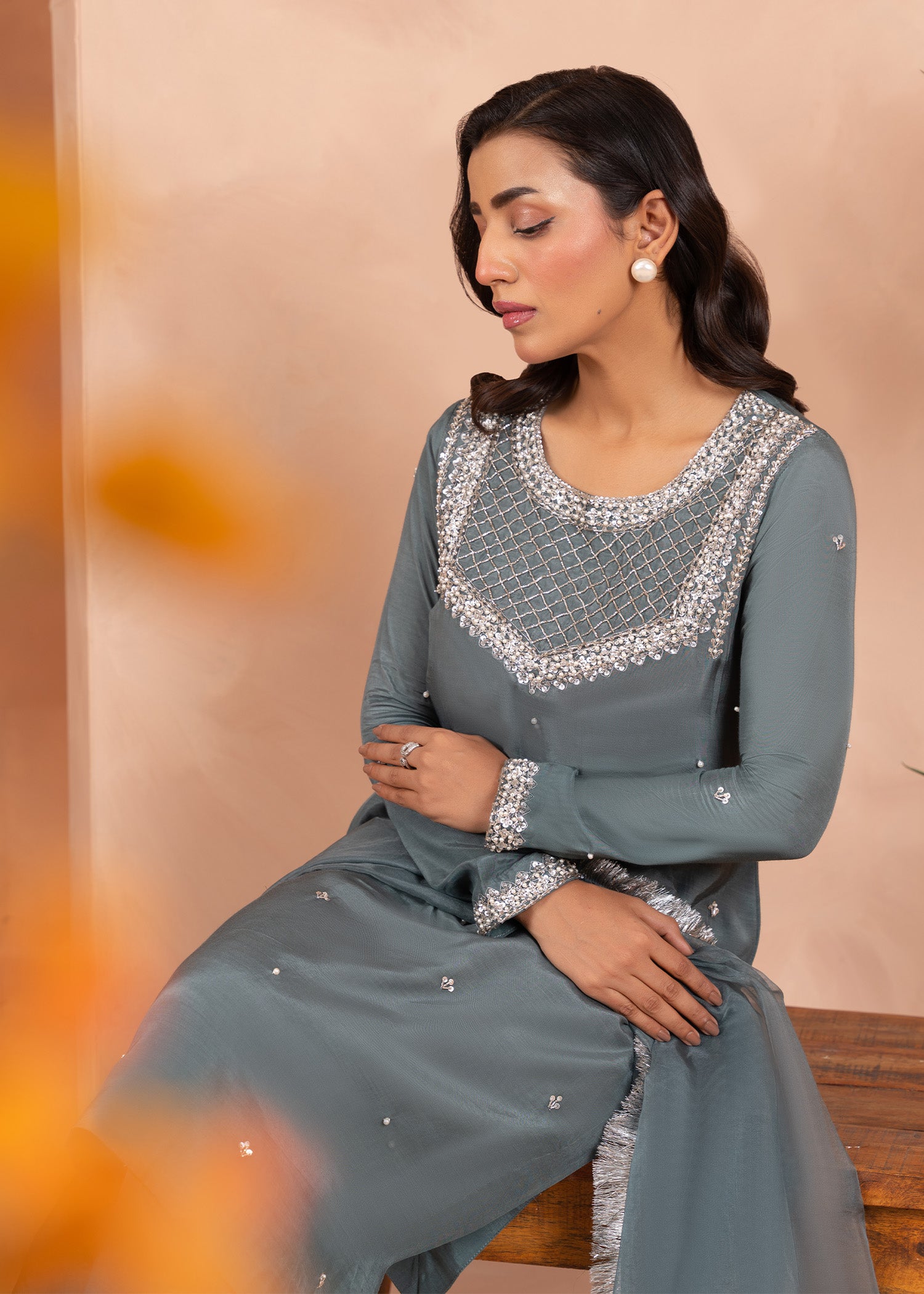 Allure by Ih - ESTELLE - Teal - Raw Silk - 3 Piece