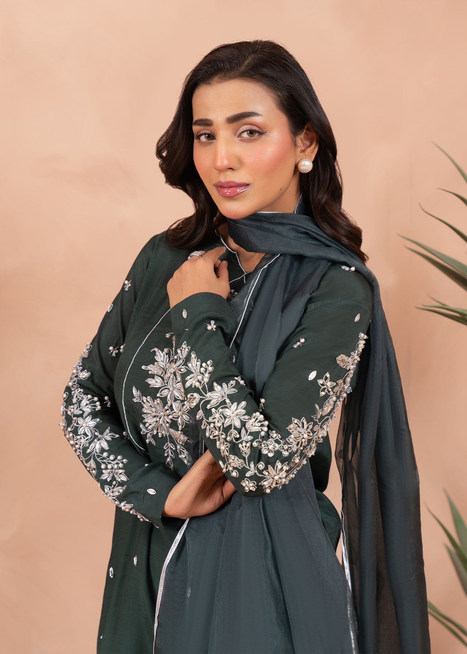 Allure by Ih - OLENE - Bottle Green - Raw Silk - 3 Piece
