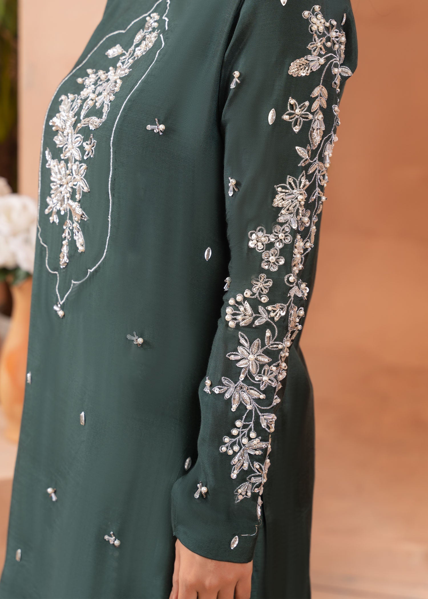 Allure by Ih - OLENE - Bottle Green - Raw Silk - 3 Piece