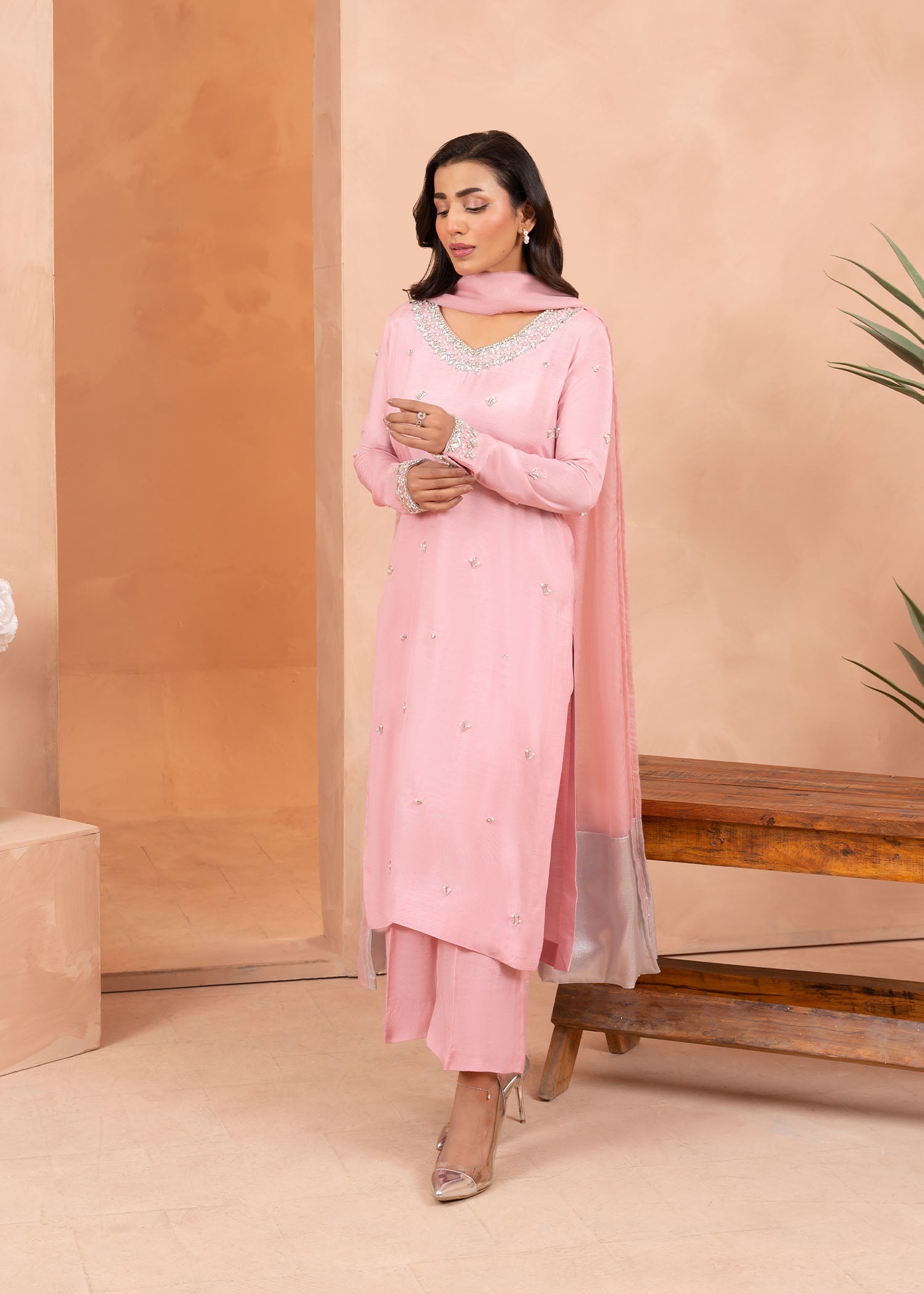 Allure by Ih - VALERIE - Baby Pink - Raw Silk - 3 Piece