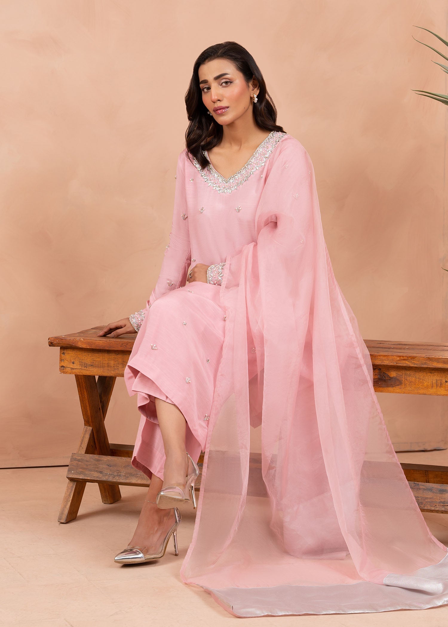 Allure by Ih - VALERIE - Baby Pink - Raw Silk - 3 Piece