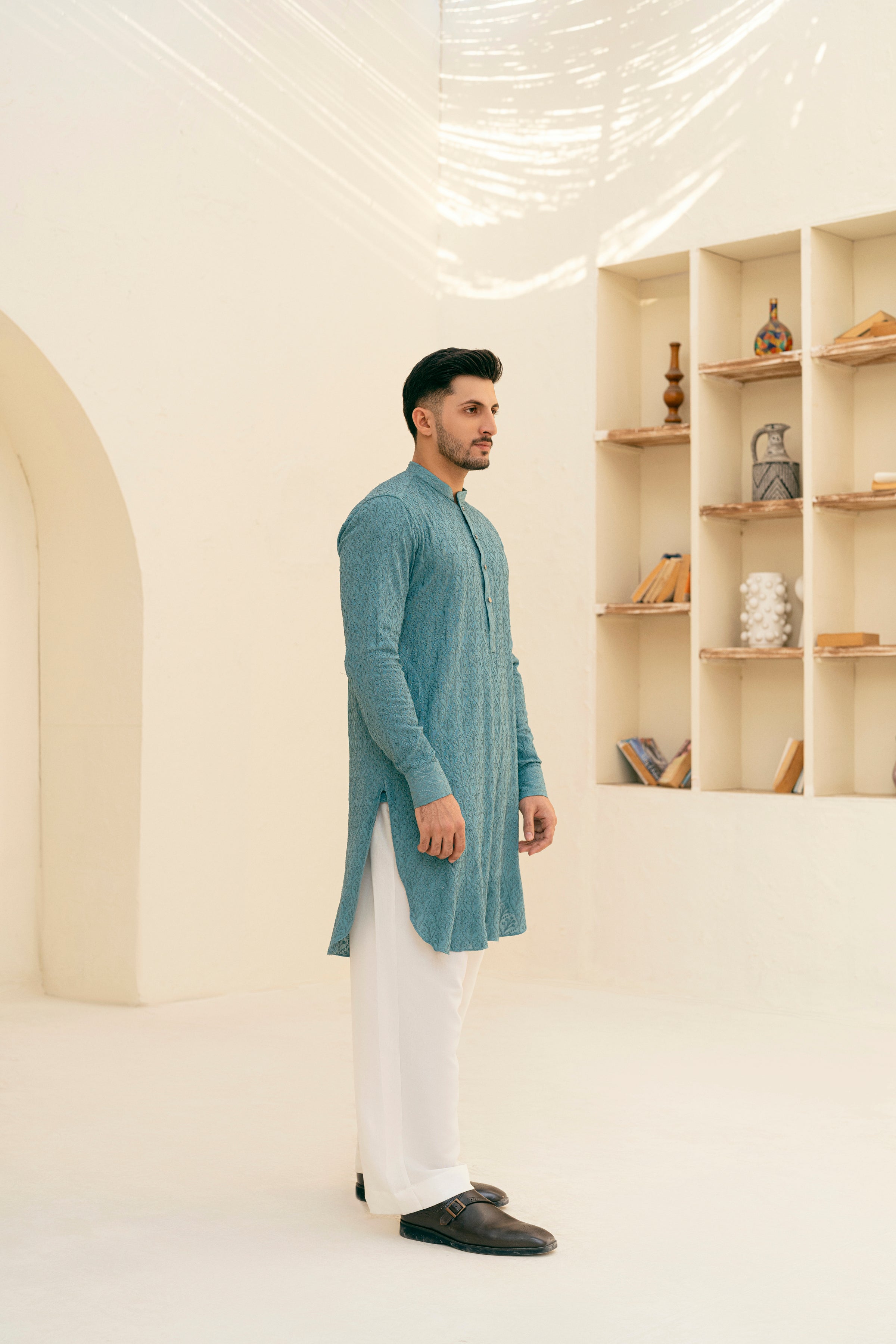 DEEPAK & FAHAD - Zaym - Blue & White - cotton - 2 Piece