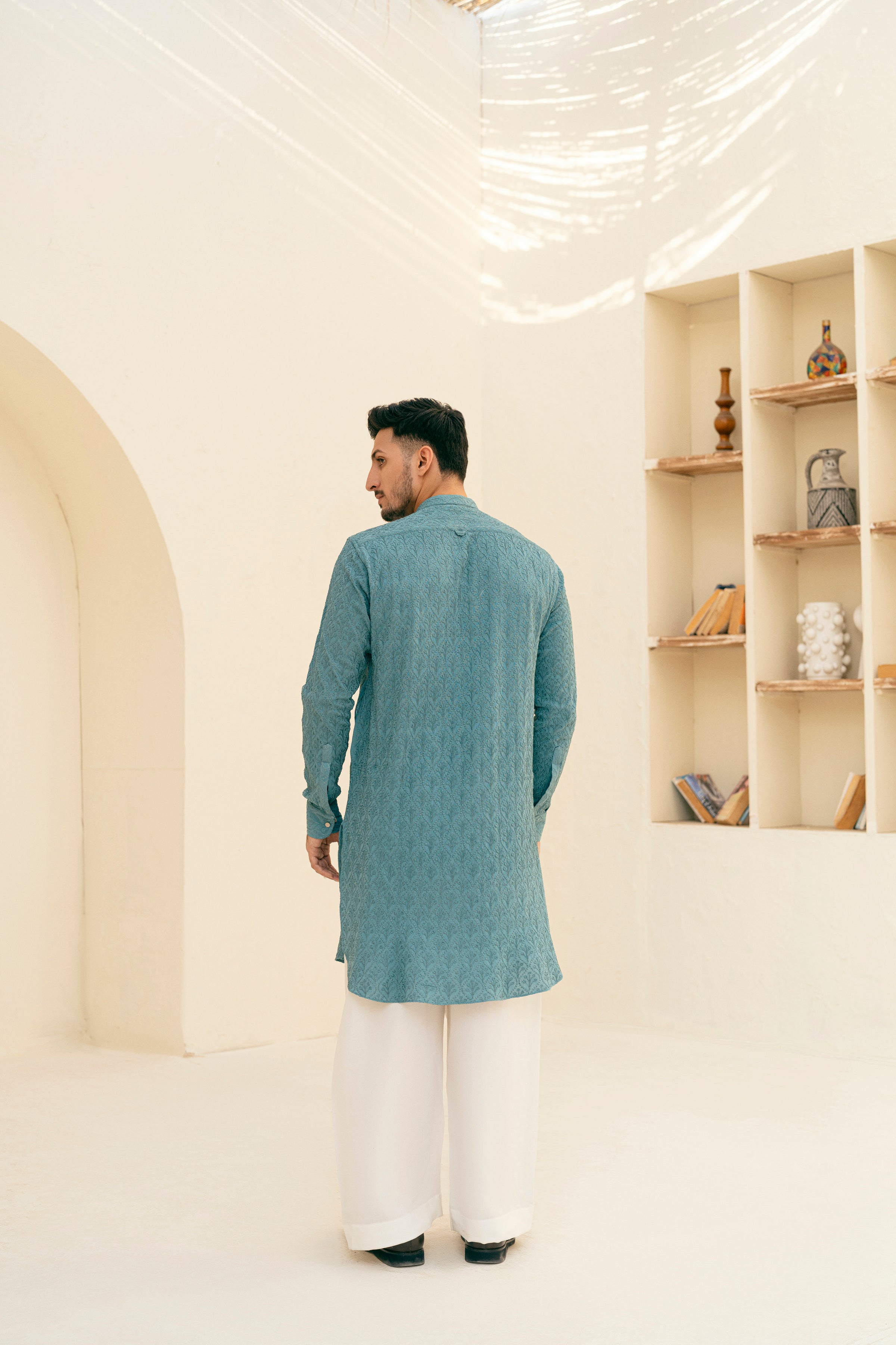 DEEPAK & FAHAD - Zaym - Blue & White - cotton - 2 Piece