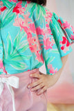 Hummingbirdspk - Hibiscus Rose Printed Shirt - cotton linen - 1 Piece