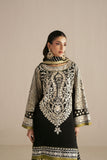 Shehrnaz - Chiffon Obsidian Citron Stripe Kurta Set For Women - Black