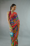 Maheen Khan - FREYA SARI - TRUCK ART RED - Blended Chiffon - 1 Piece
