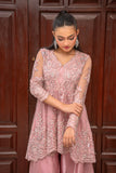 Alishba Kashif - Rose Muse Net Kurti Tunic Top For Women - Pink - 2 Piece