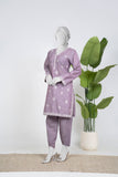 Ayla Studio - Chambray Embroidered Suit For Women - Liliac - 2 Piece