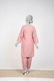 Ayla Studio - Chambray Embroidered Suit For Women - Pink - 2 Piece