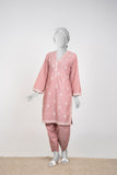 Ayla Studio - Chambray Embroidered Suit For Women - Pink - 2 Piece