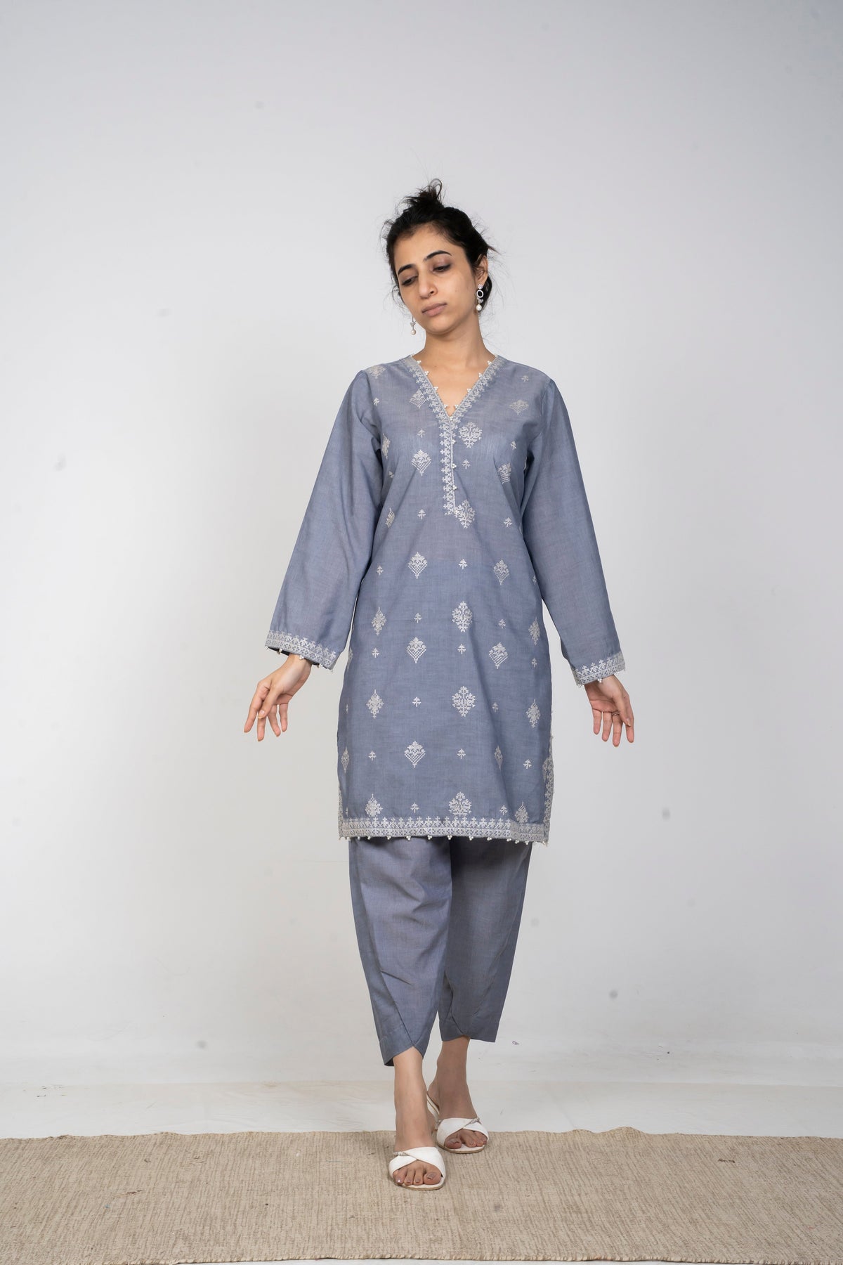 Ayla Studio - Solid Embroidered | 2-Piece Rtw | Charcoal