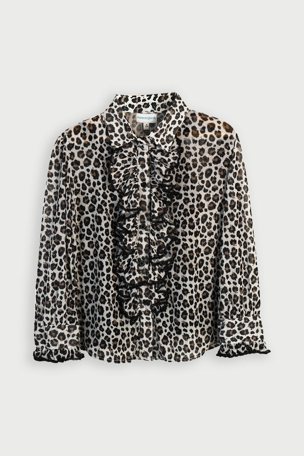 Hummingbirdspk - Leopard Print Ruffled Blouse with Camisole - 1 Piece