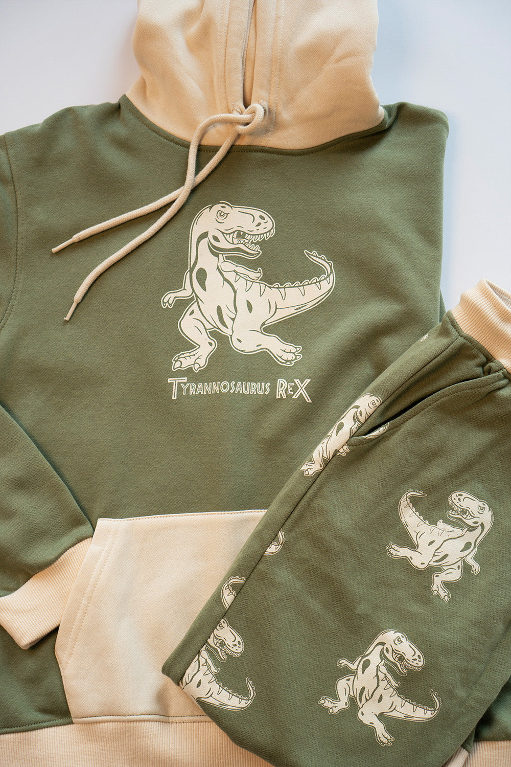 Hummingbirdspk - green cotton Tyrannosaur Rex Sweat Pants & Hoodie - 2 Piece