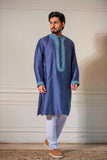 Yasmin Zaman - Cotton Kurta With Trouser For Men - Pursian Blue - 2 Piece