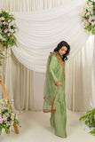 Alishba Kashif - Zaitoon - Olive Green - Tusser Silk - 3 Piece